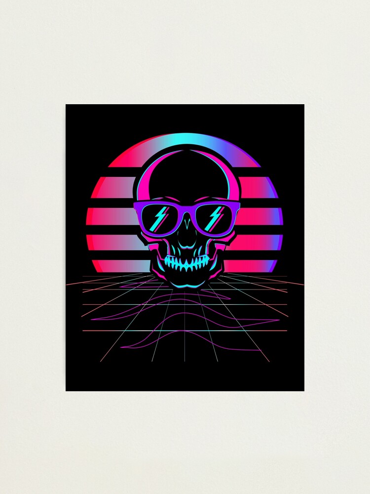アート・デザイン・音楽 Synthetic Aesthetics Synth Pop 80s & 90s Aesthetic Skull. Retro Vaporwave design