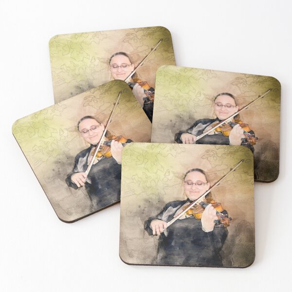 Item preview, Young musician woman playing violin watercolor designed and sold by Grégory DUBUS.