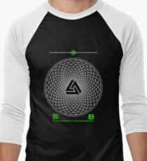 NOV 2012 MERCH PHI 777 IMPOSSIBLE CROP CIRCLE TRIANGLE BLACK WITH CEWDI QRCODE Men's Baseball ¾ T-Shirt