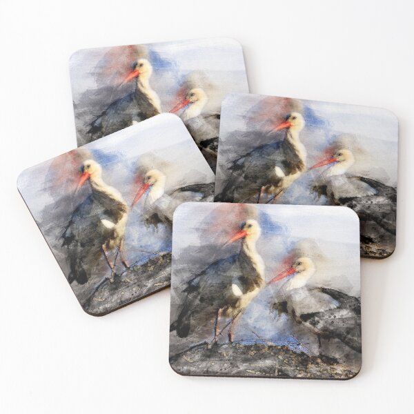 Item preview, Couple of storks in their nest watercolor designed and sold by Grégory DUBUS.