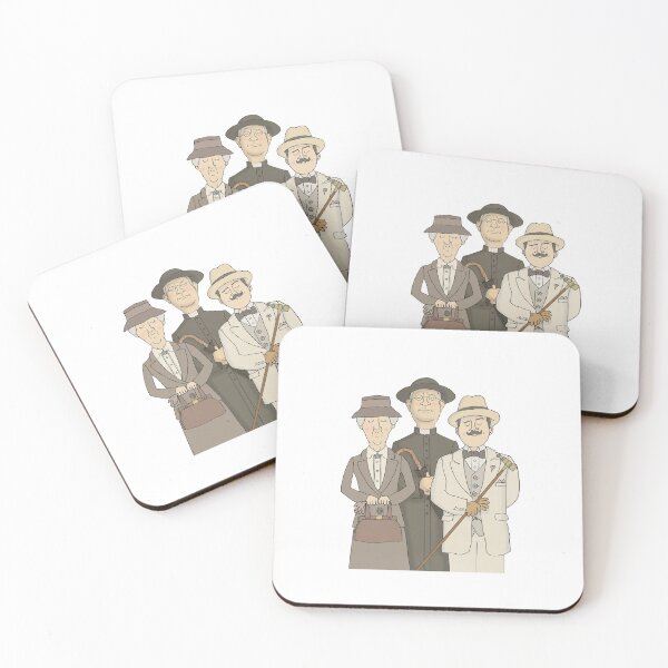 Poirot, Marple and Father Brown Coasters (Set of 4)