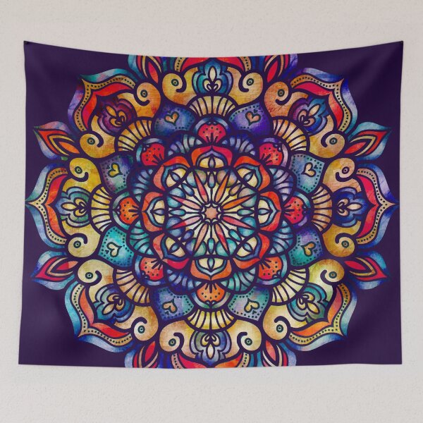 Artikelvorschau, Buntes Blumenmandala entworfen und verkauft von serenaking.