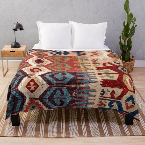 Item preview, Aksaray Tribal  Antique Turkish Kilim Print designed and sold by Vicky Brago-Mitchell®.