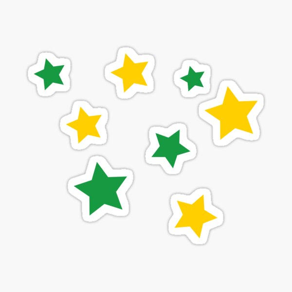 green and gold star pack Sticker