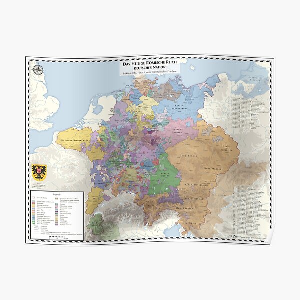 Holy Roman Empire - AD 1648 - german labels Poster