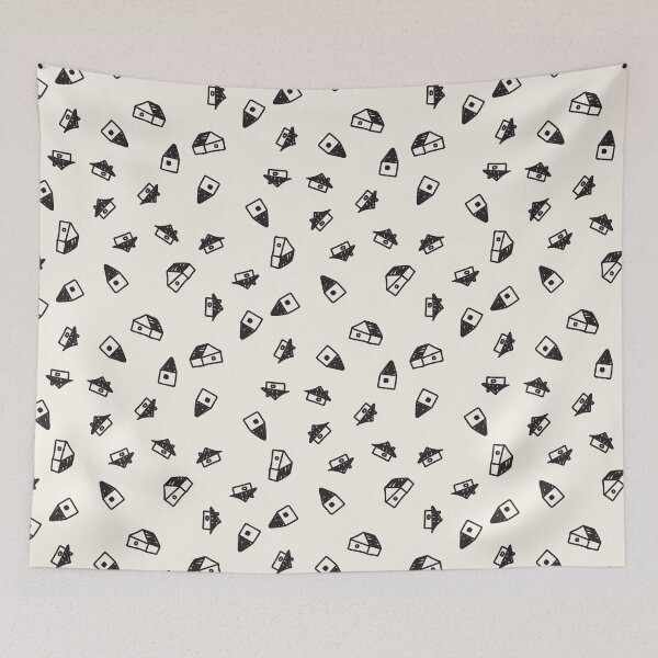 Item preview, Small house doodle cute black and white background designed and sold by TheSimpleMan.