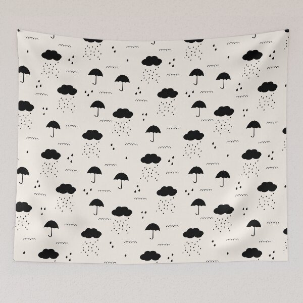 Item preview, rainy day doodle cute black and white background designed and sold by TheSimpleMan.