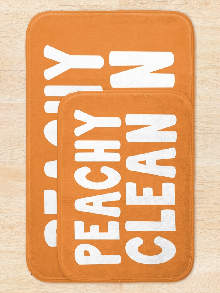 "Peachy Clean Funny Saying" Bath Mat by anass002 Redbubble