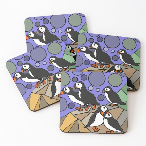 Item preview, Cool Puffin Birds on Rocks Art designed and sold by Nature's Fancy.
