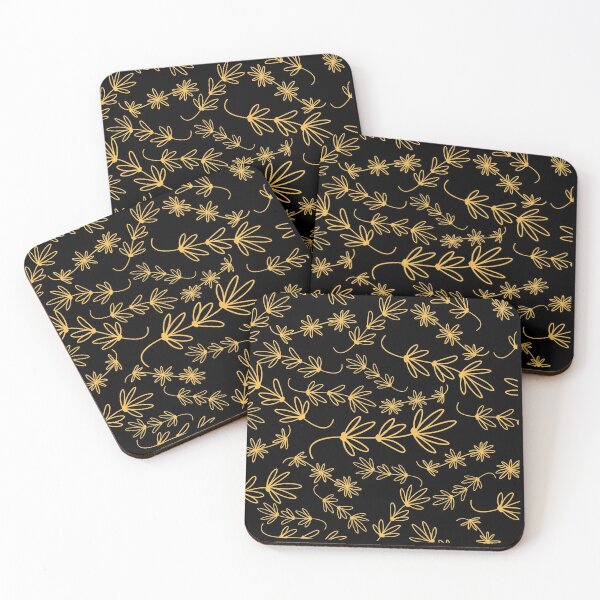 Item preview,  Golden leaves On Black Background designed and sold by Mahe Jabeen.
