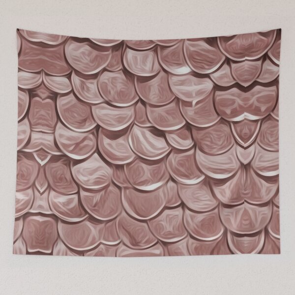 Item preview, Pattern - fish pink scales - silk - watercolor design illustration designed and sold by SketchyDuette.