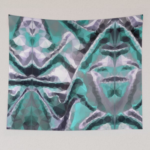 Item preview, Pattern - white silver turwuoise - crystal design illustration designed and sold by SketchyDuette.