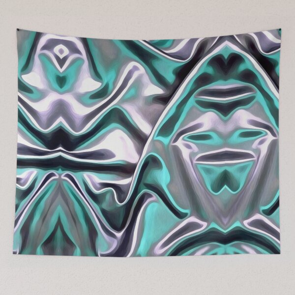 Item preview, Pattern - white silver turwuoise - watercolor design illustration designed and sold by SketchyDuette.