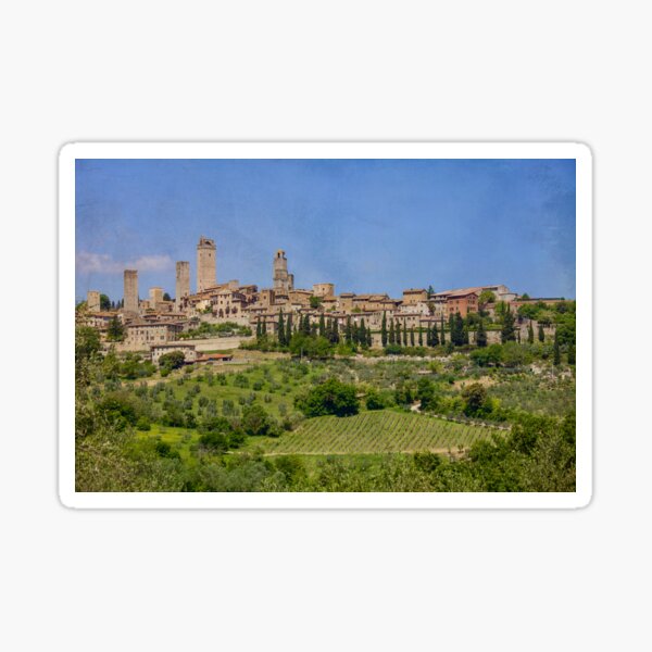 San Gimignano in Italy with vineyards Sticker