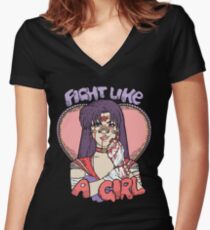 Sailor Moon - Fight Like A Sailor (Sailor Mars) Women's Fitted V-Neck T-Shirt