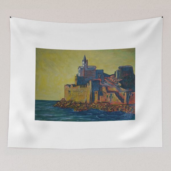 Item preview, Oil Painting - San Pietro Church at Sunset. Portovenere, Italy designed and sold by Igor Pozdnyakov.