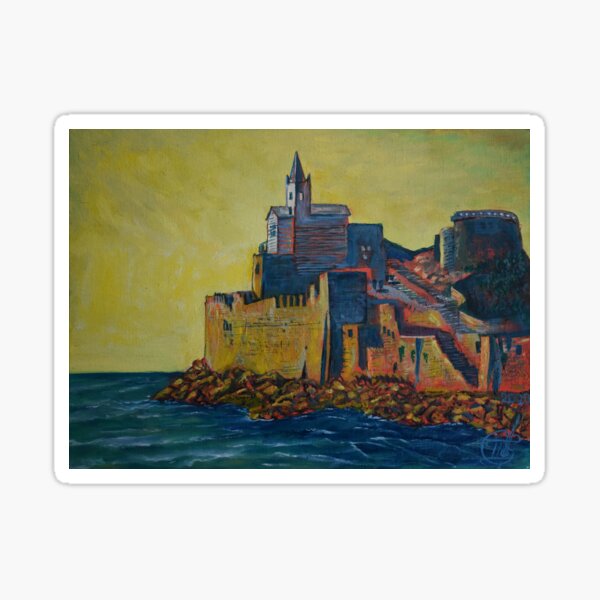 Item preview, Oil Painting - San Pietro Church at Sunset. Portovenere, Italy designed and sold by Igor Pozdnyakov.