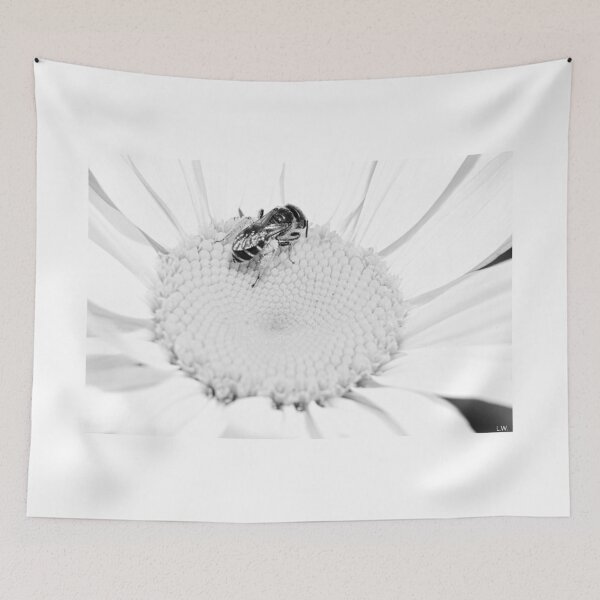 Item preview, Black And White Shasta Daisy And Bee designed and sold by LisaWootenPhoto.