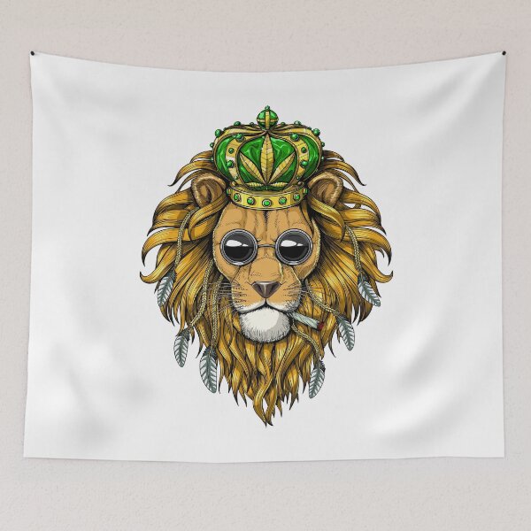 Item preview, Lion Hippie Smoking Weed designed and sold by underheaven.