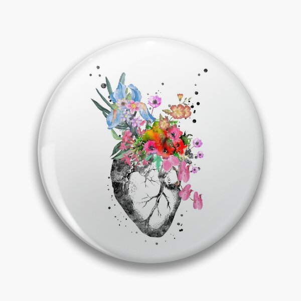 Item preview, Anatomical heart with flowers, heart designed and sold by Rosaliartbook.