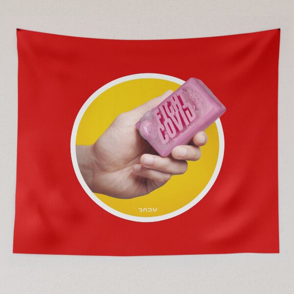 Item preview, Fight COVID with soap yellow & red designed and sold by Radu-Gabriel.