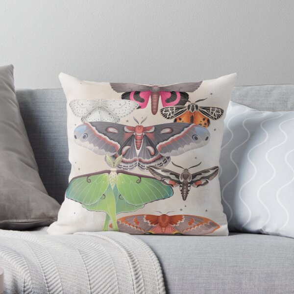 Magical Moths - Light version Throw Pillow