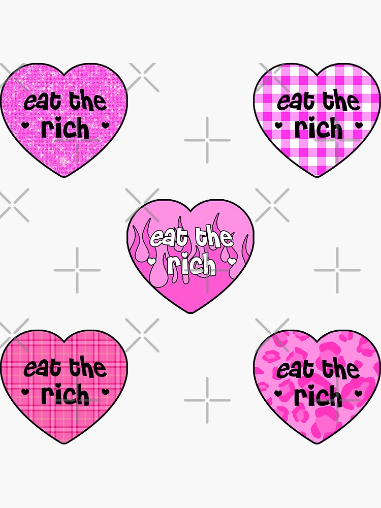 eat the rich pink hearts by discostickers