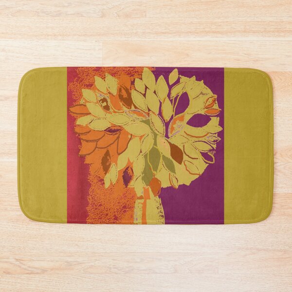 Item preview, Tree, fall leaves orange plum gold red, fiber art textile photography mixed media digital designed and sold by djrunnels.