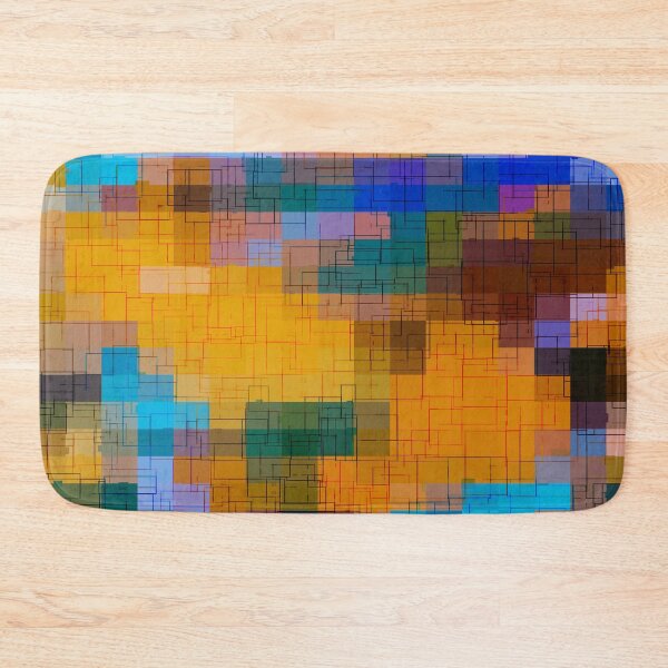 Item preview, geometric square pixel pattern abstract background in brown and blue designed and sold by Mrvell.