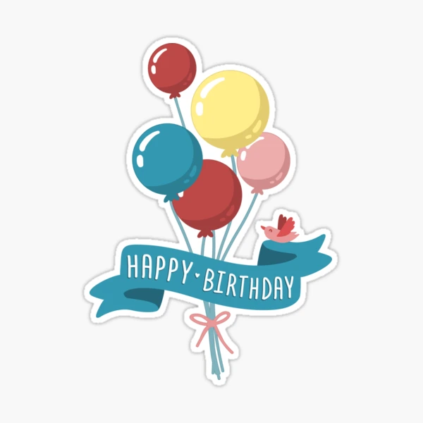 Happy Birthday Balloons Illustration Sticker Sticker for Sale by tfortier