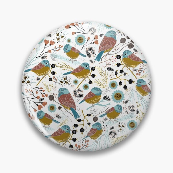Item preview, Gold, Teal, & Rust Chickadee Floral  designed and sold by StudioPosies.