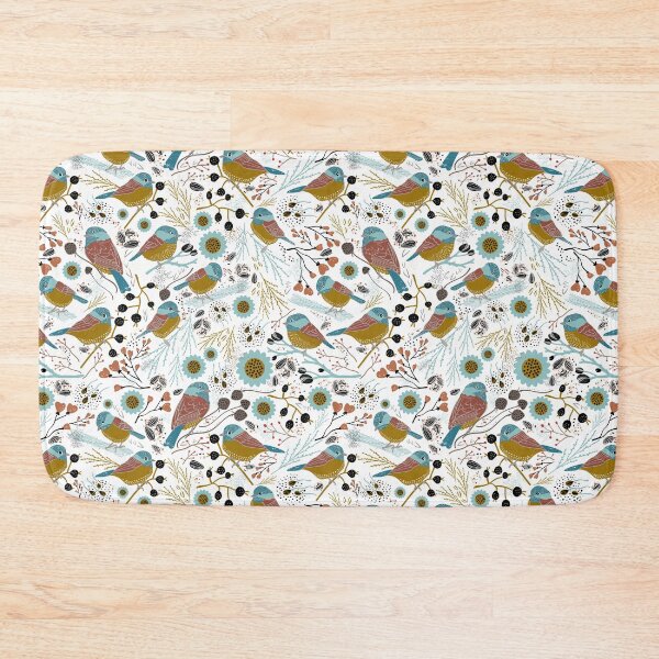 Item preview, Gold, Teal, & Rust Chickadee Floral  designed and sold by StudioPosies.