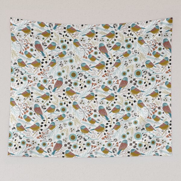 Item preview, Gold, Teal, & Rust Chickadee Floral  designed and sold by StudioPosies.
