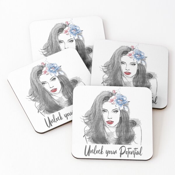 Item preview, Unlock your Potential, woman face with flowers, beautiful woman, floral, women's power, empowerment designed and sold by belllieve.