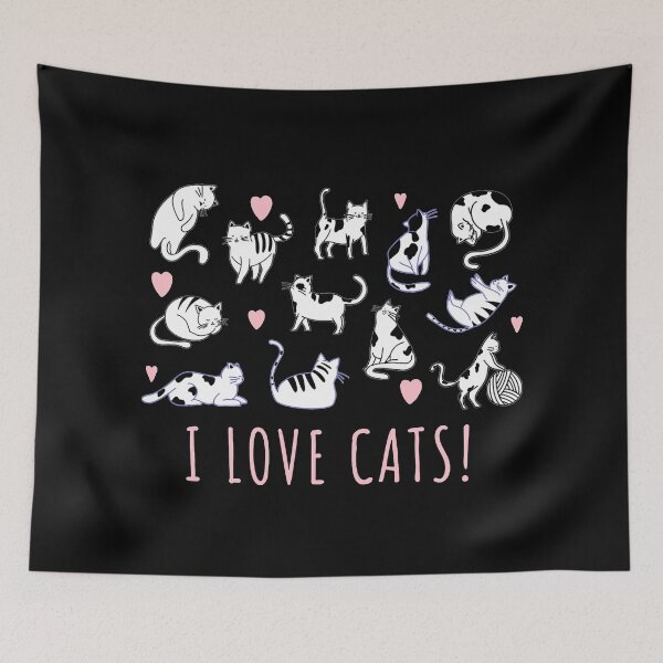 Item preview, Pink Cat Pattern - I love cats designed and sold by mydoodlesateme.