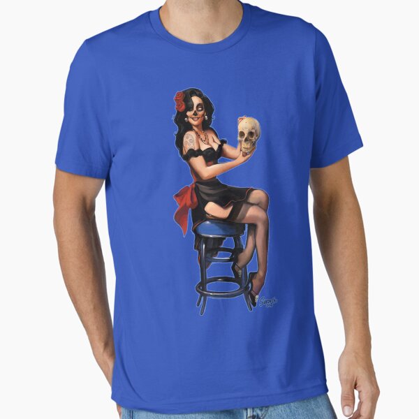 Sugar Skull Retro Pinup Essential T-Shirt