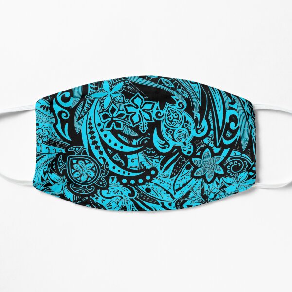 Hawaiian - Samoan - Polynesian Teal Tribal Threads Flat Mask