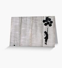 Banksy - Floating girl with balloons Greeting Card