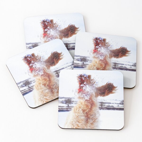 Item preview, Italian Spinone Leaping Catching Snow designed and sold by FOLK ART FUSION by heidiannemorris.