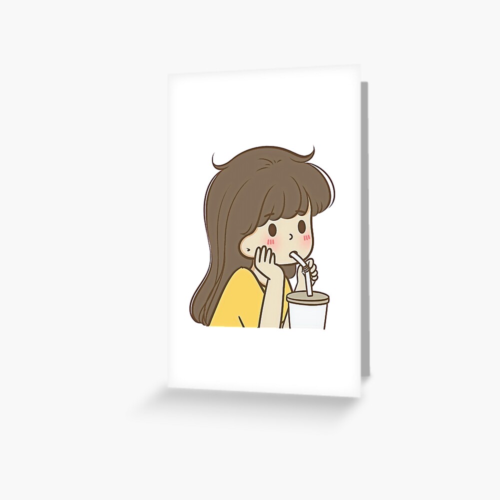 8 - Drinking Girl, cute cartoon couples design for children, for family,  for brother and sister or for best friends.