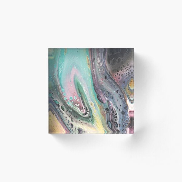 SpaceDream acrylic pour artwork Acrylic Block