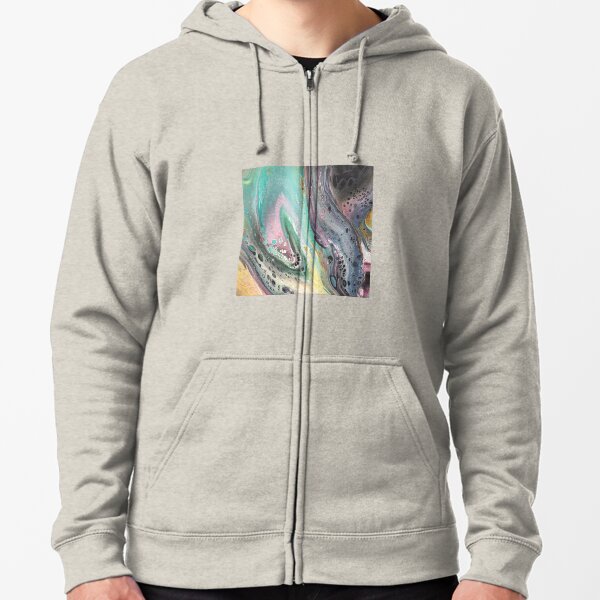 SpaceDream acrylic pour artwork Zipped Hoodie