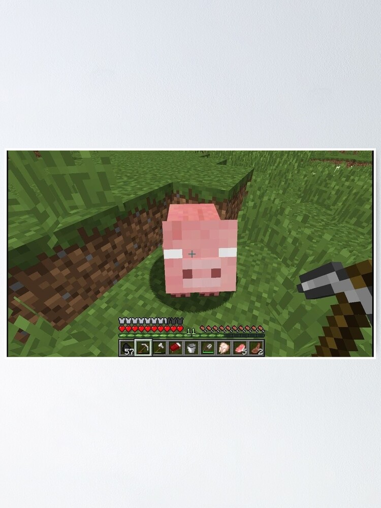 Herobrine Pig Minecraft Poster By Finley055 Redbubble