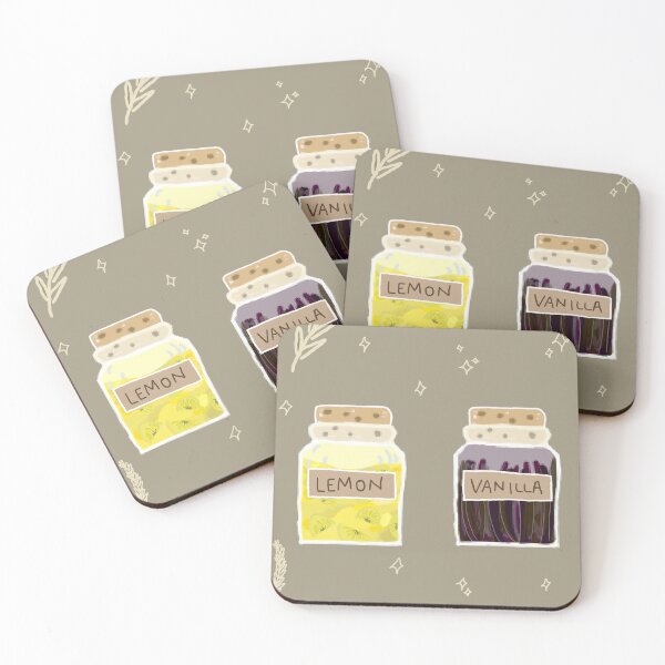 Item preview, Cooking Ingredients in Cork Jars - Lemon and Vanilla designed and sold by Alexandra Renee.