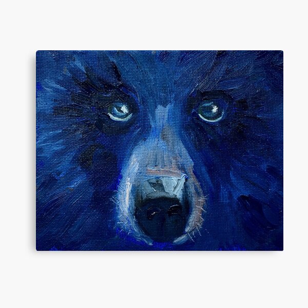 Blue Bear Face Wild Animal Art Canvas Print