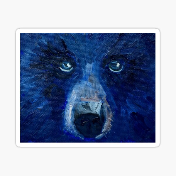Blue Bear Face Wild Animal Art  Sticker