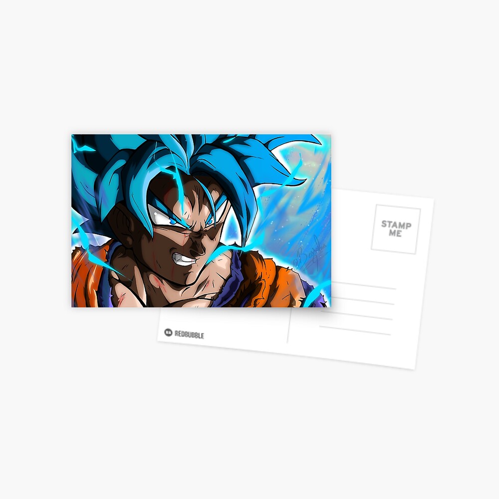 Super Saiyan Blue Goku Greeting Card by Creationistlife