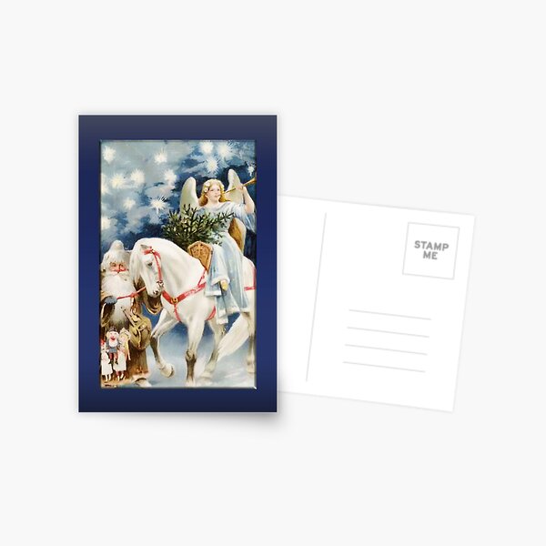 Angel on White Horse Christmas Card Postcard