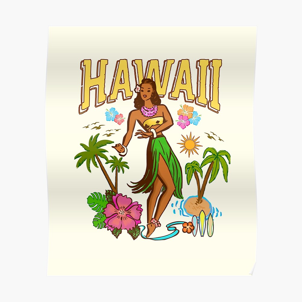 Aloha Hawaii Honolulu Ukelele 1950's Vintage style  Travel Decal Sticker hula 