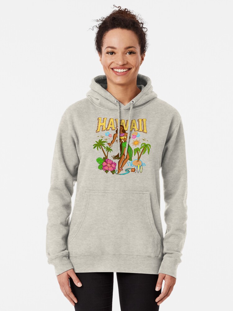 Hula Girl Aloha Hawaii Retro Vintage Pinup Pullover Hoodie For Sale By Jadespear Redbubble